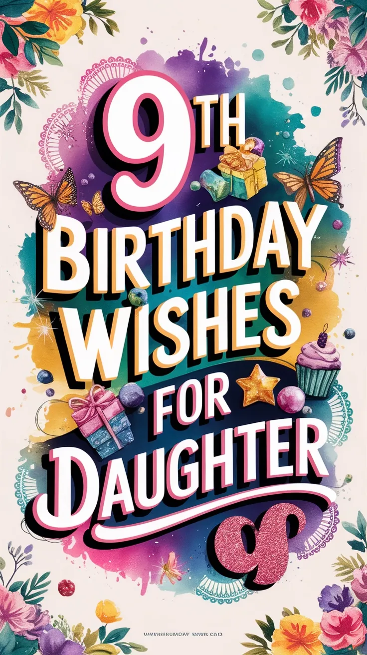 Happy 9th Birthday Wishes for Daughter