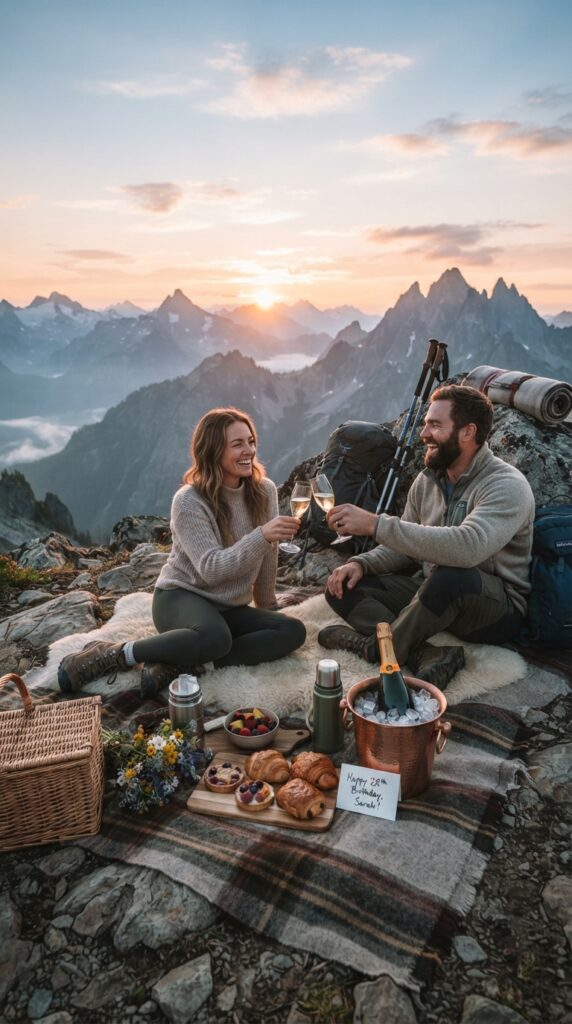 Scenic sunrise hike followed by a champagne breakfast for a memorable 28th birthday celebration.