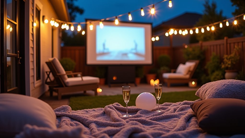 backyard movie night setup