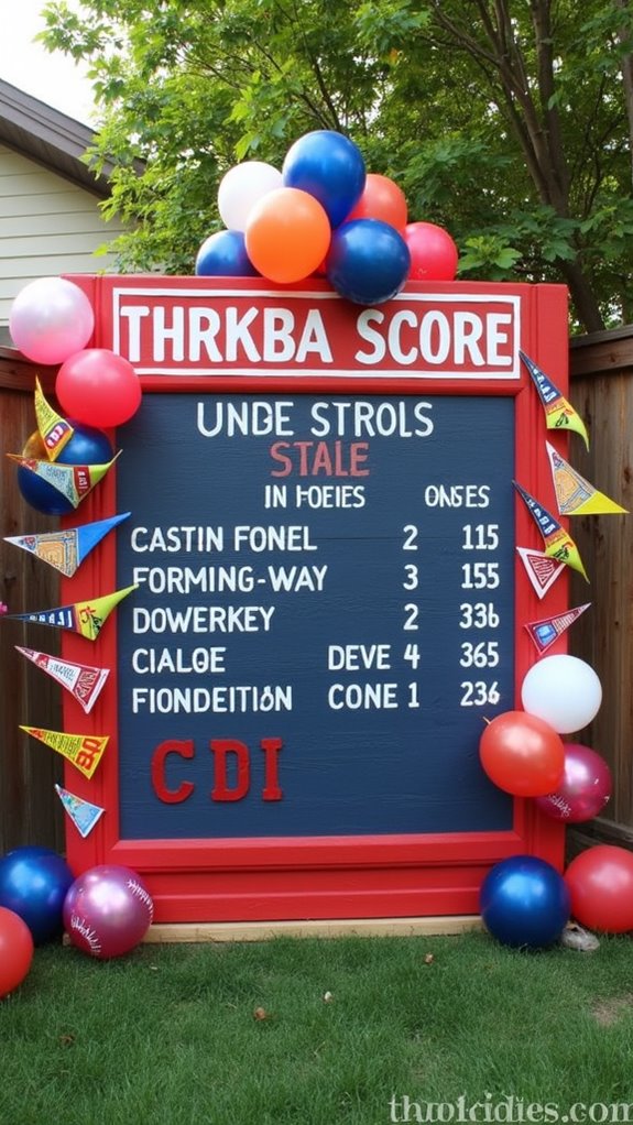 baseball themed scoreboard decorations