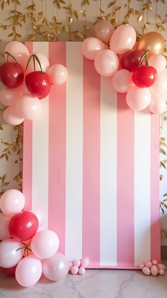 cherry themed photo booth decorations