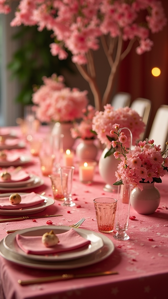 cherry themed table linens