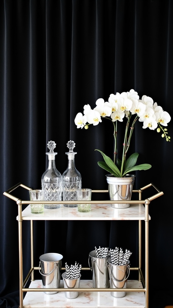 chic monochrome drink setup