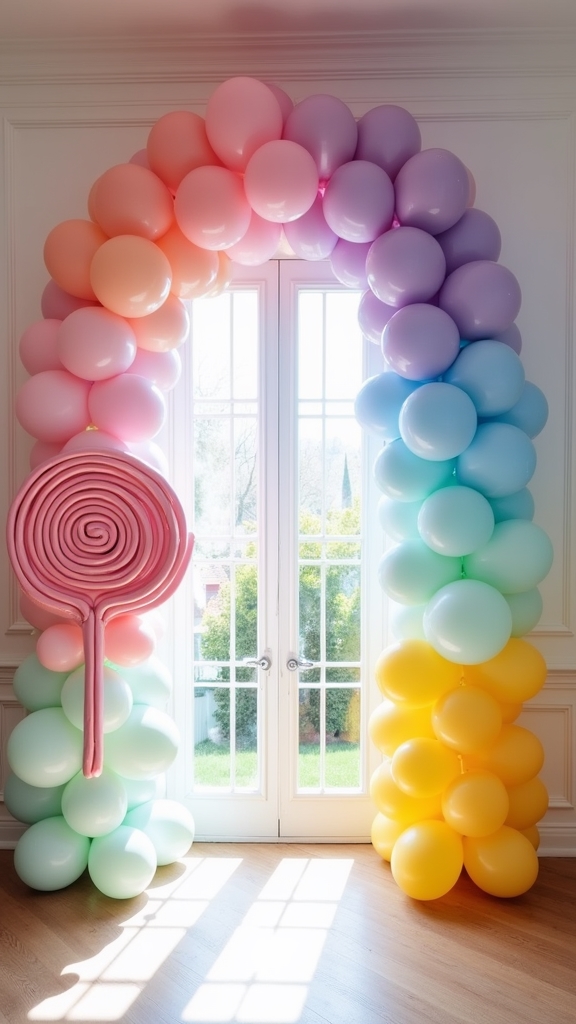 colorful entrance balloon display