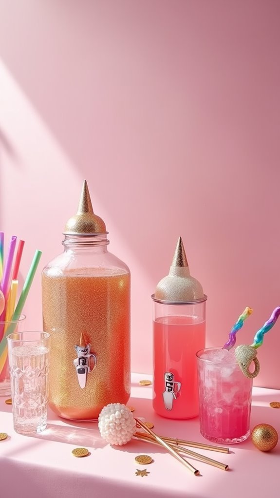 colorful magical beverage setup