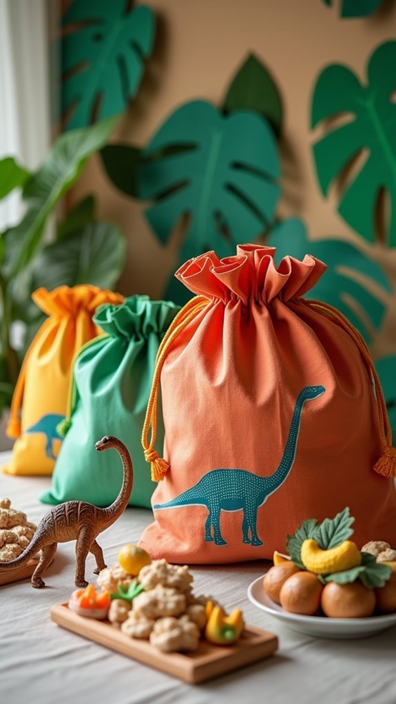 dino themed party favor bags