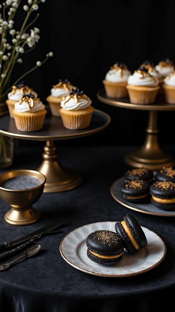 elegant gold themed dessert display