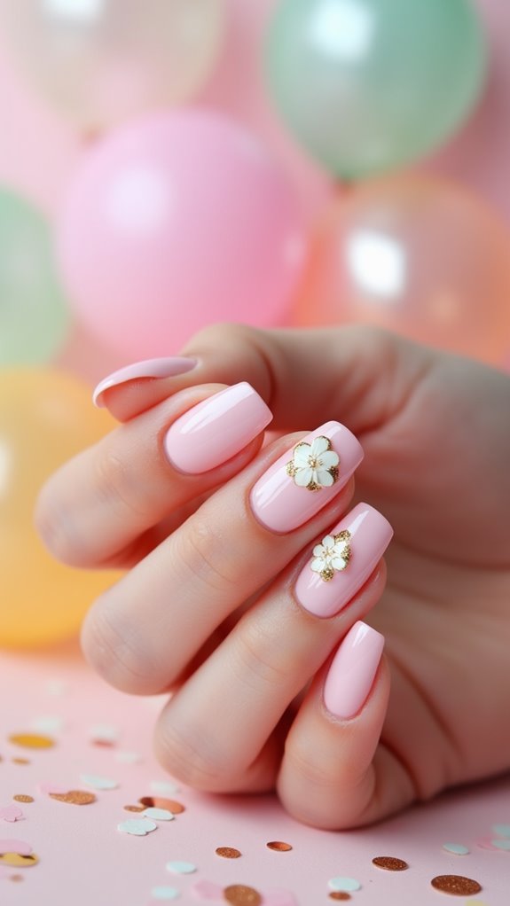 floral themed minimalist nail art