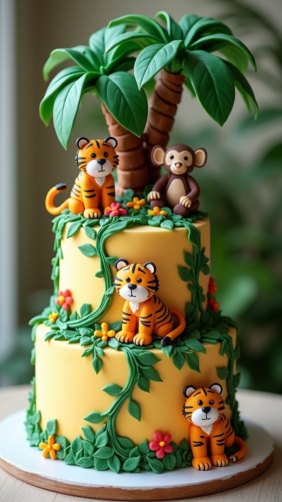 jungle inspired birthday cake designs