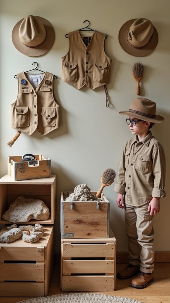 paleontologist themed dress up area