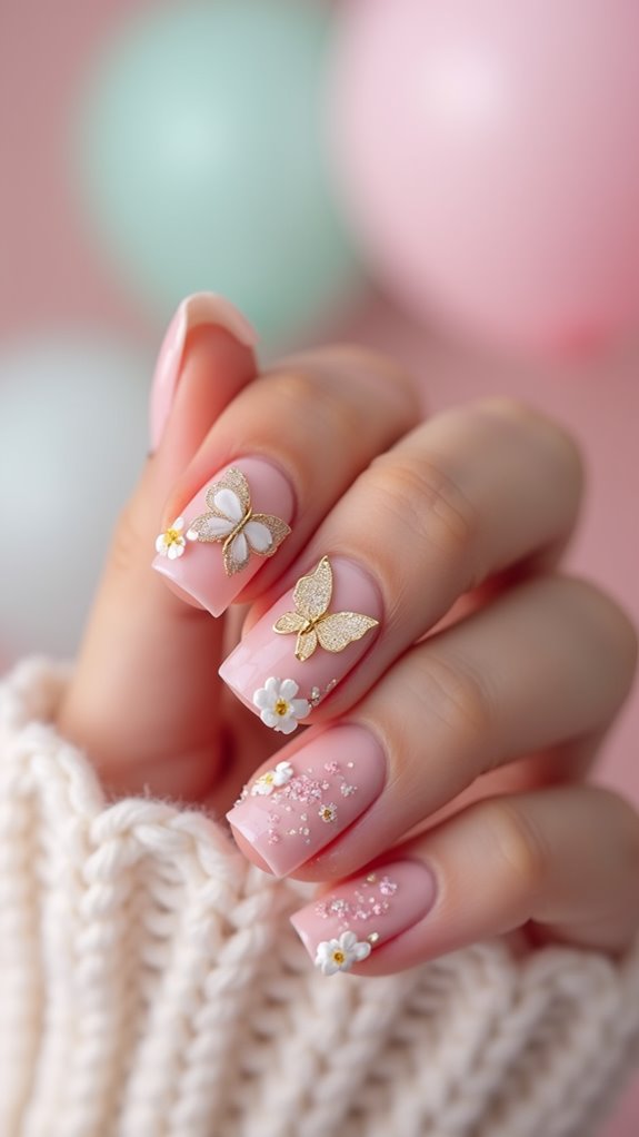 spring themed butterfly nails