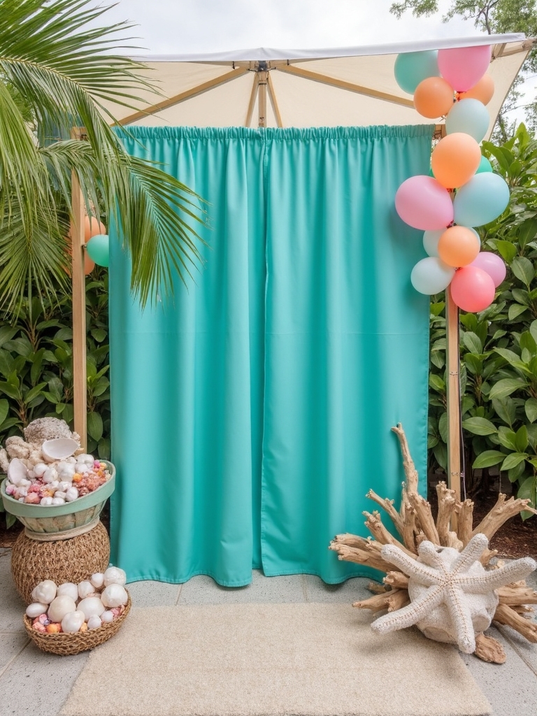 beachside photo booth setup