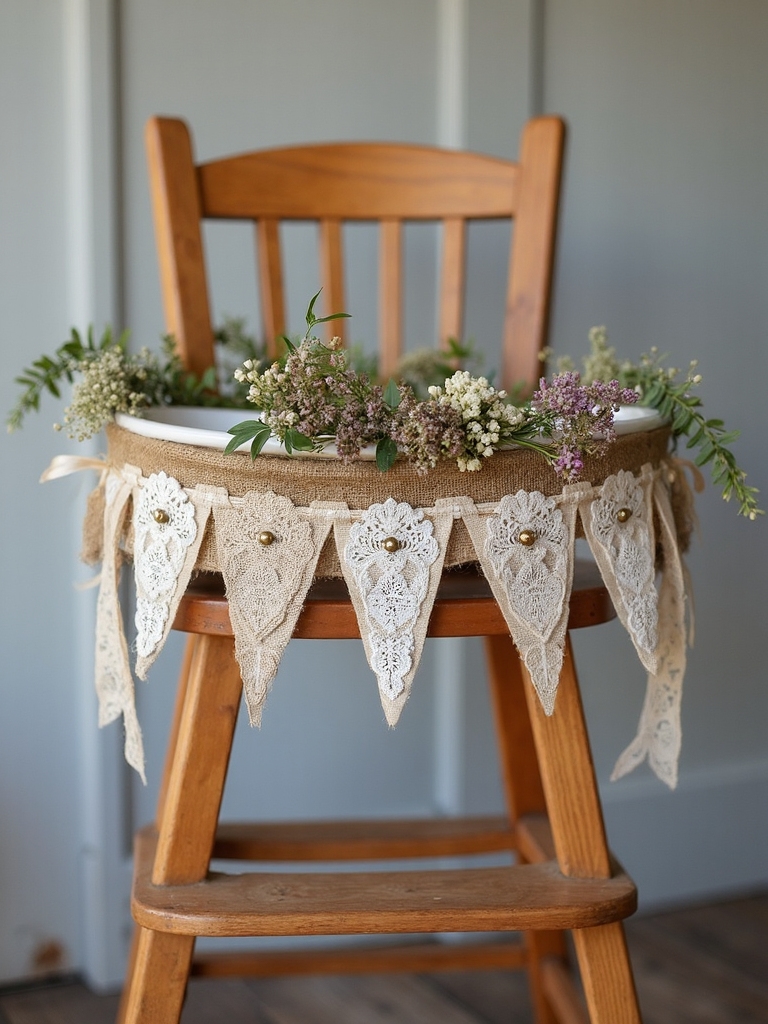 burlap and lace decor