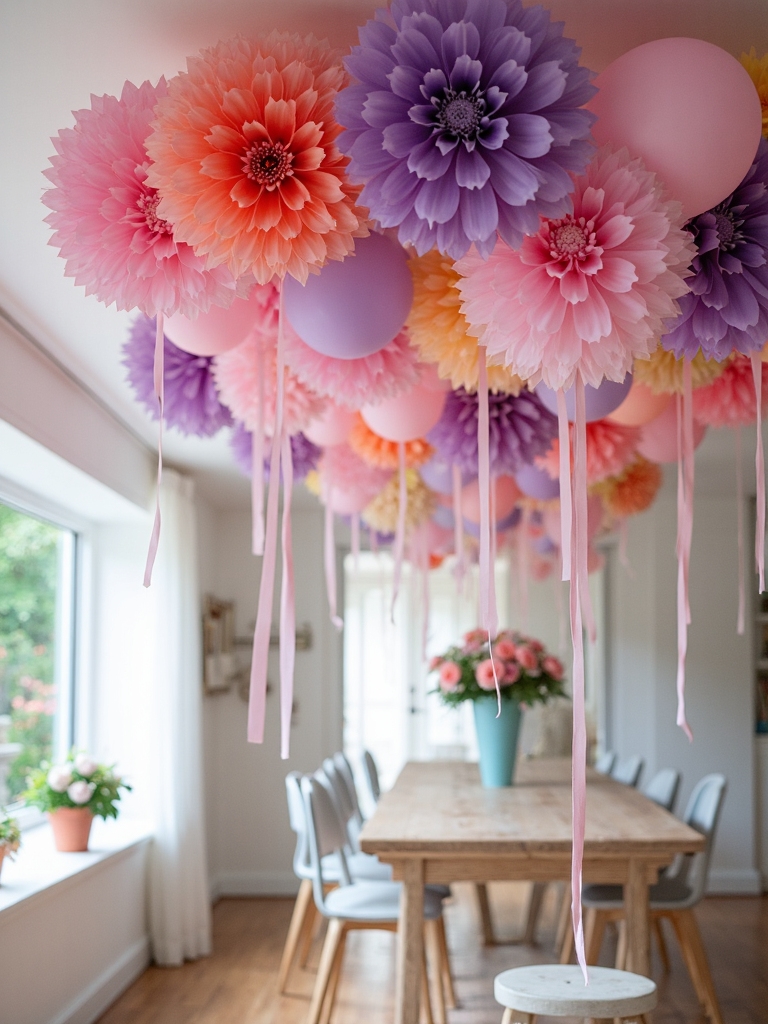 colorful suspended floral display