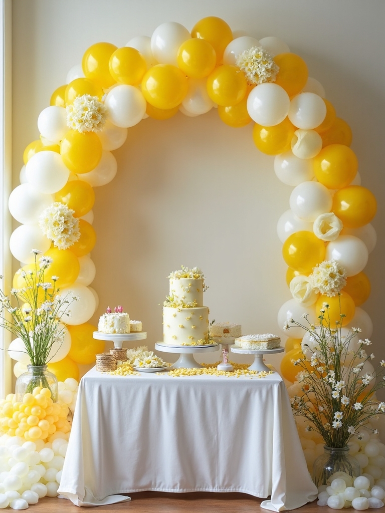 daisy themed balloon decorations setup
