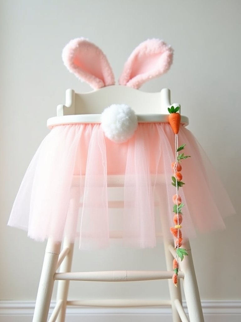 decorating high chair with bunny