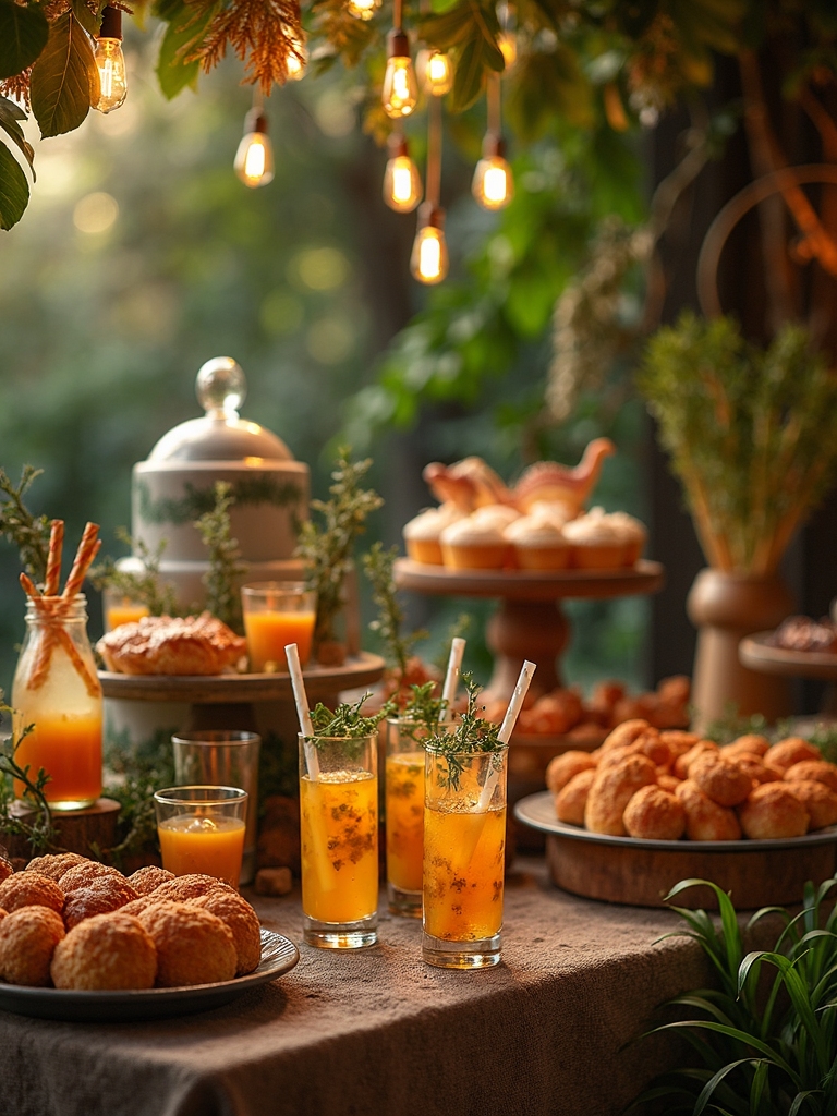 dinosaur themed beverages and snacks