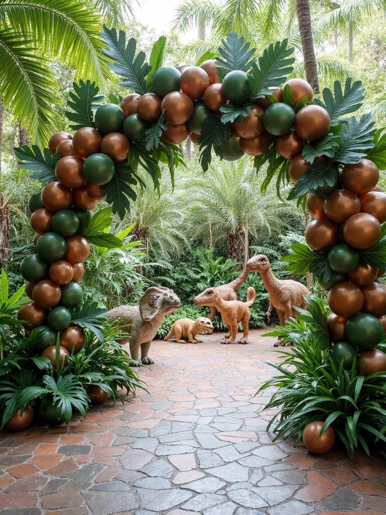 dinosaur themed welcome area setup