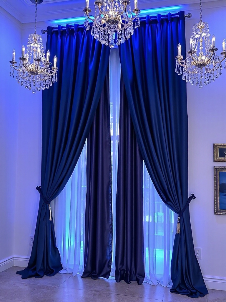 elegant blue illumination drapes