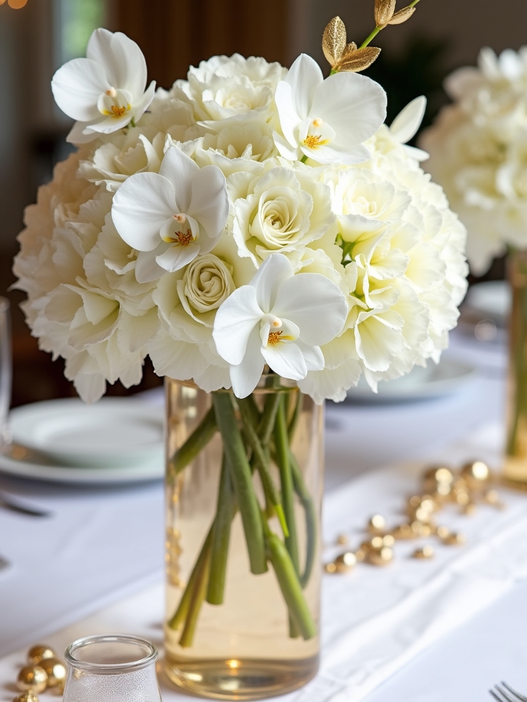 elegant floral arrangements with golden touches