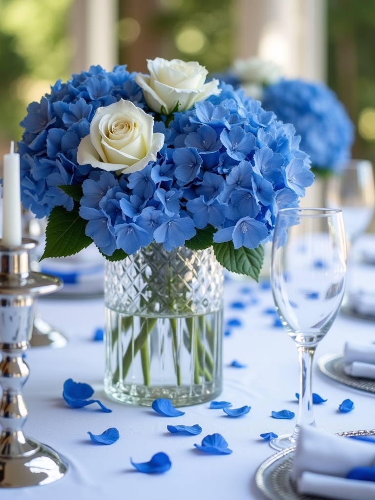 elegant floral pattern in blue and white