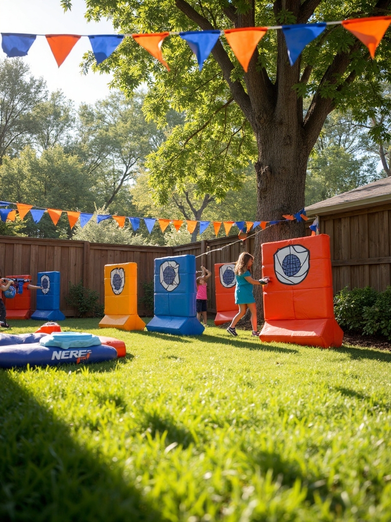 nerf war in backyard