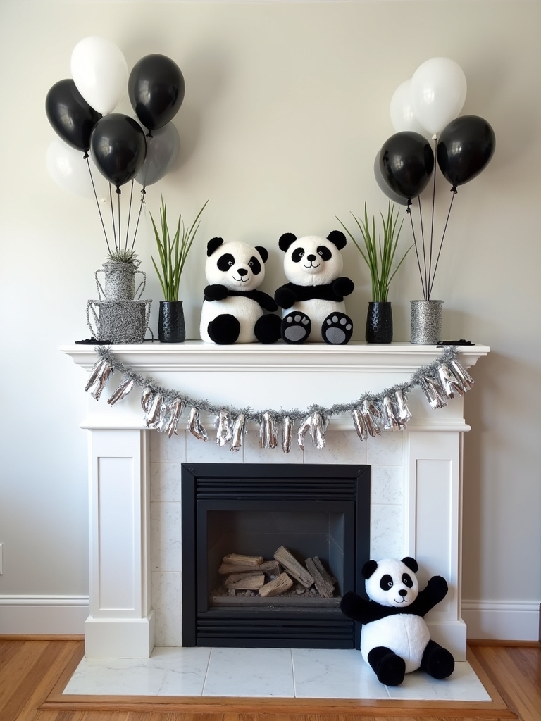 panda themed mantel decorations