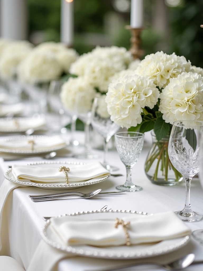 pristine white tabletop arrangements