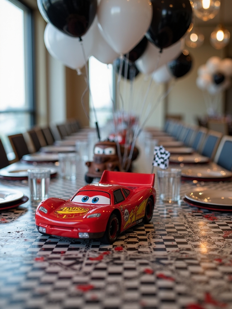 racing themed table decoration