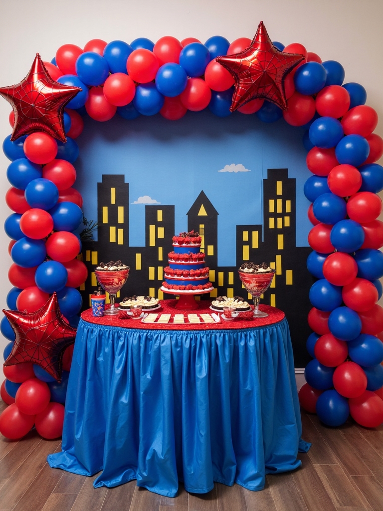 spidey themed balloon decoration display