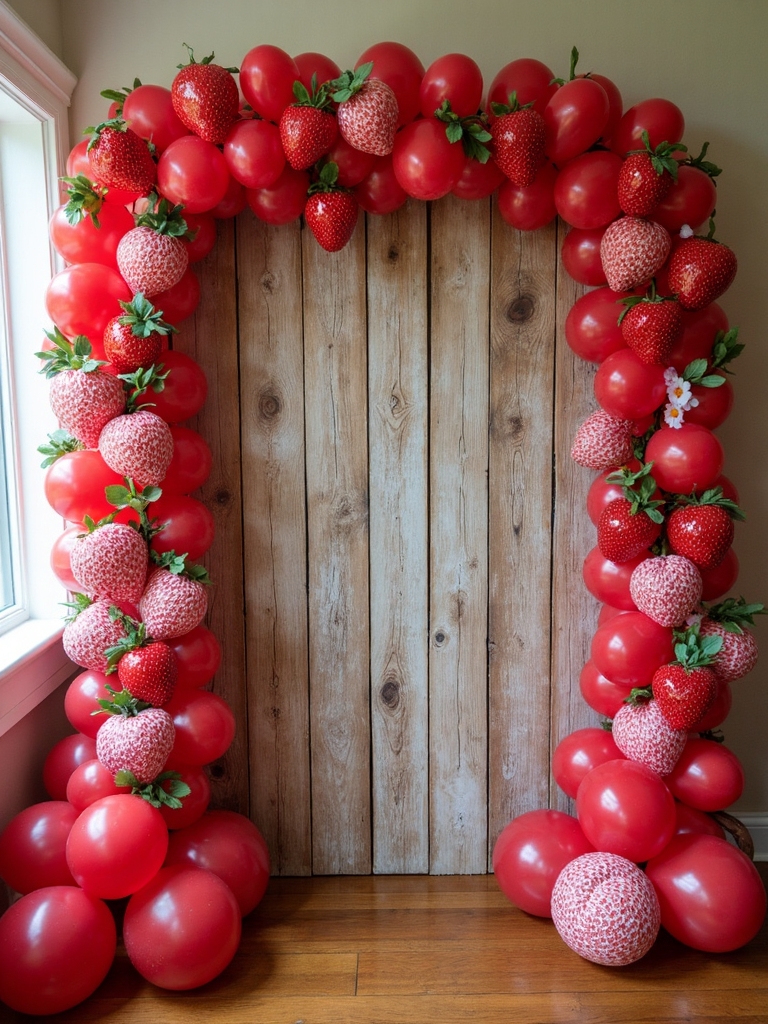 strawberry themed photo booth