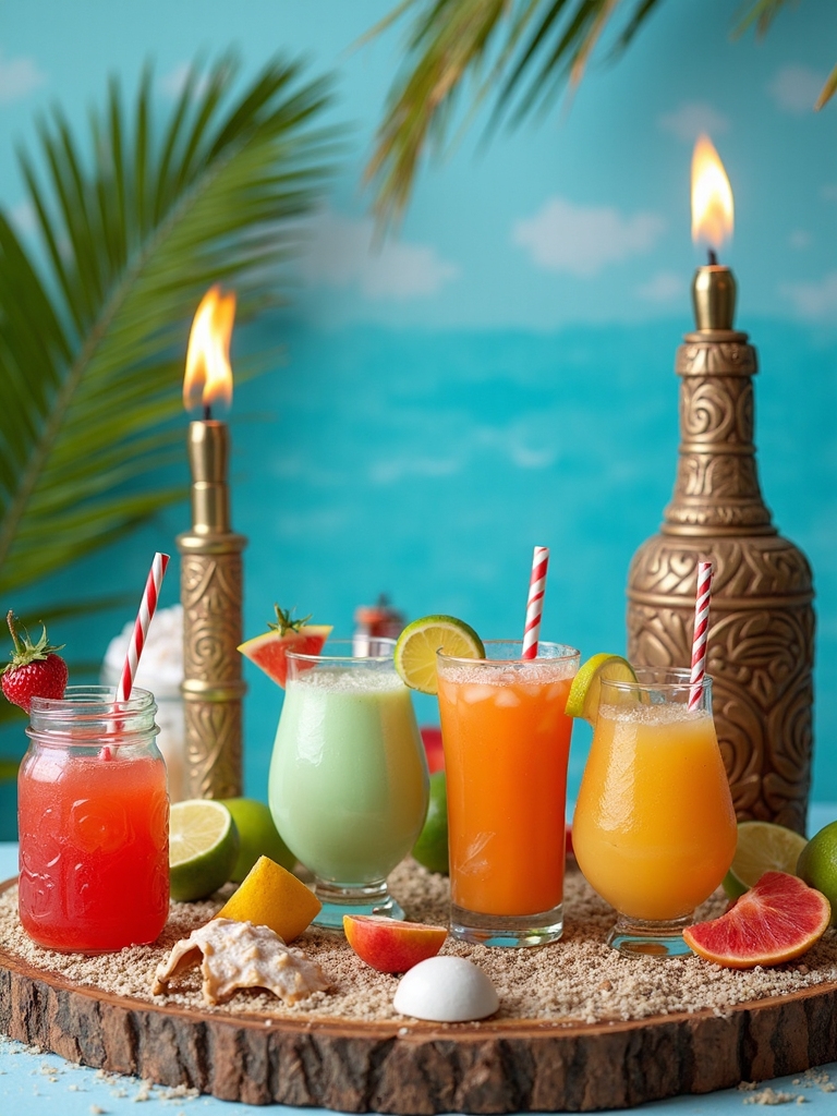 tropical drink station setup