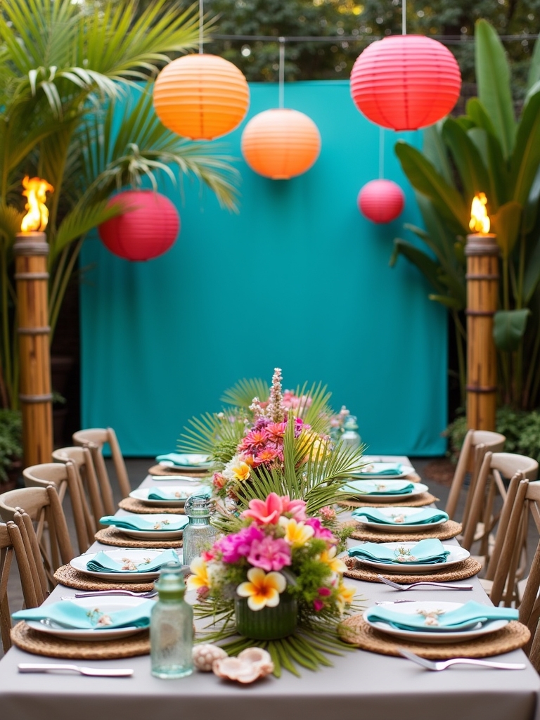 tropical festive island themed party decor