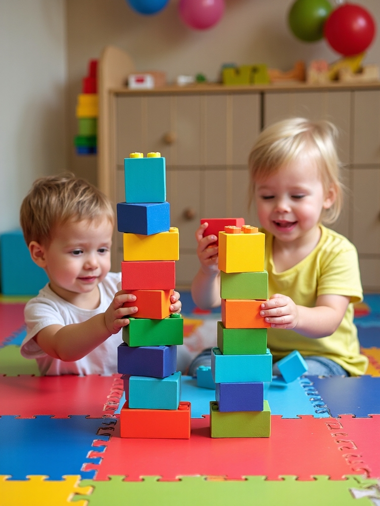 vibrant construction toy area