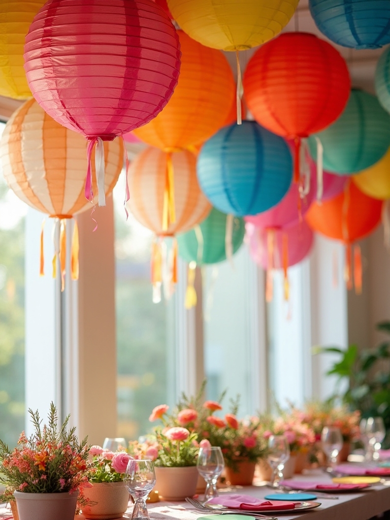 vibrant lanterns illuminating night