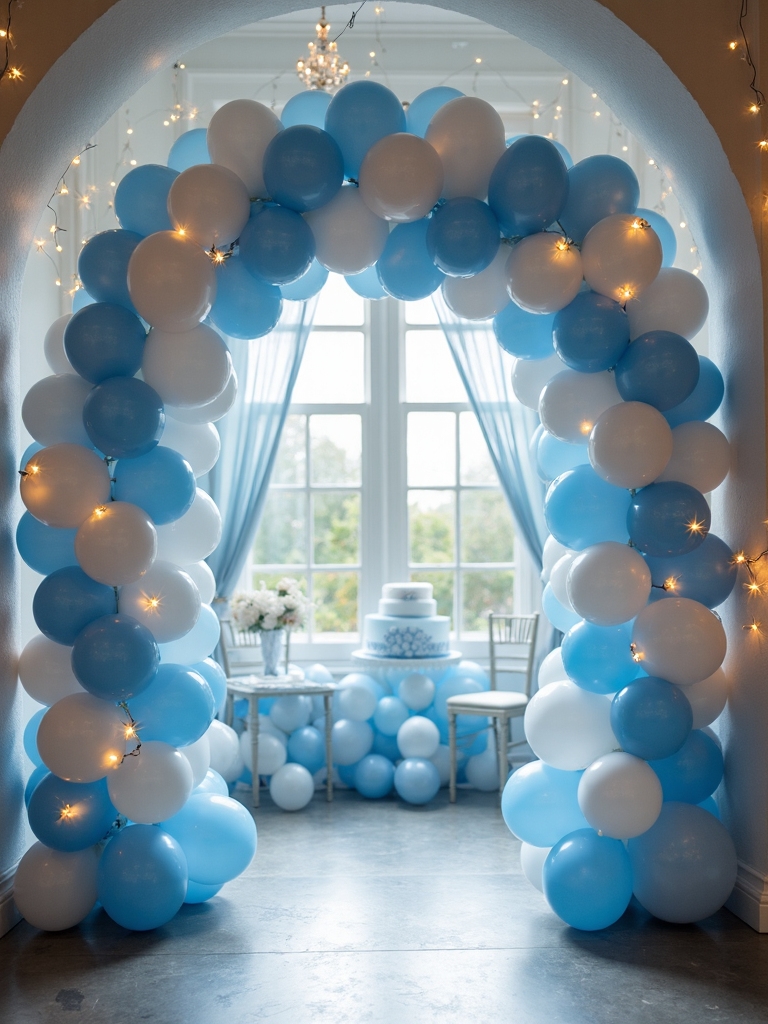 colorful balloon arch entrance
