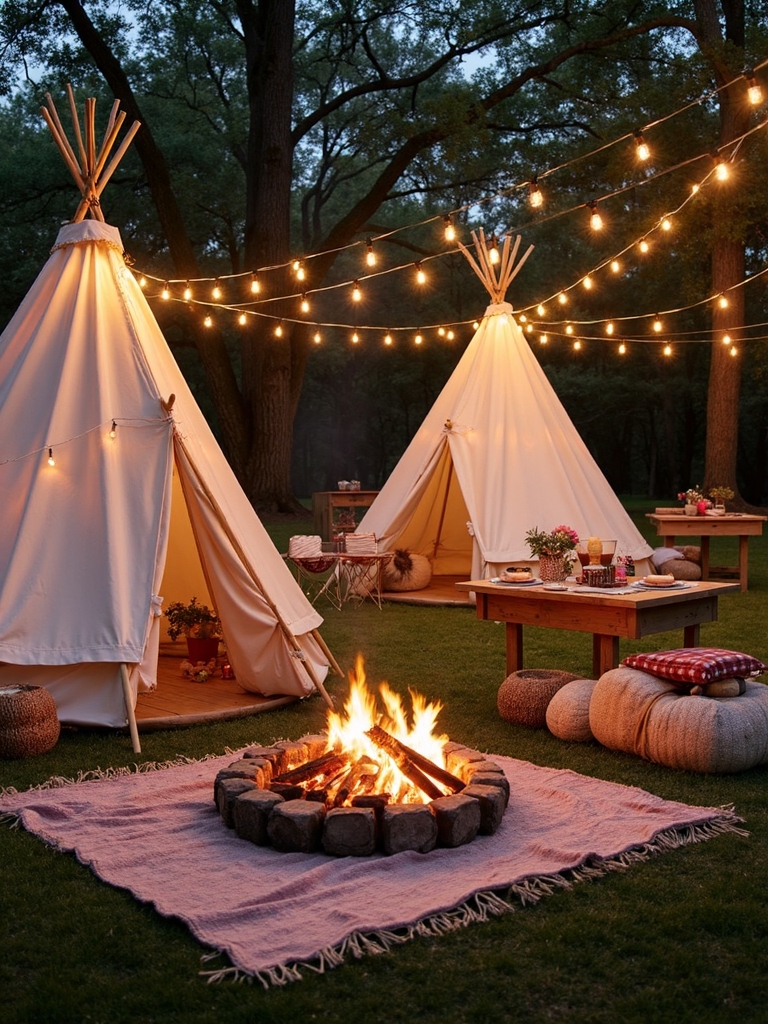 cozy backyard camping setup