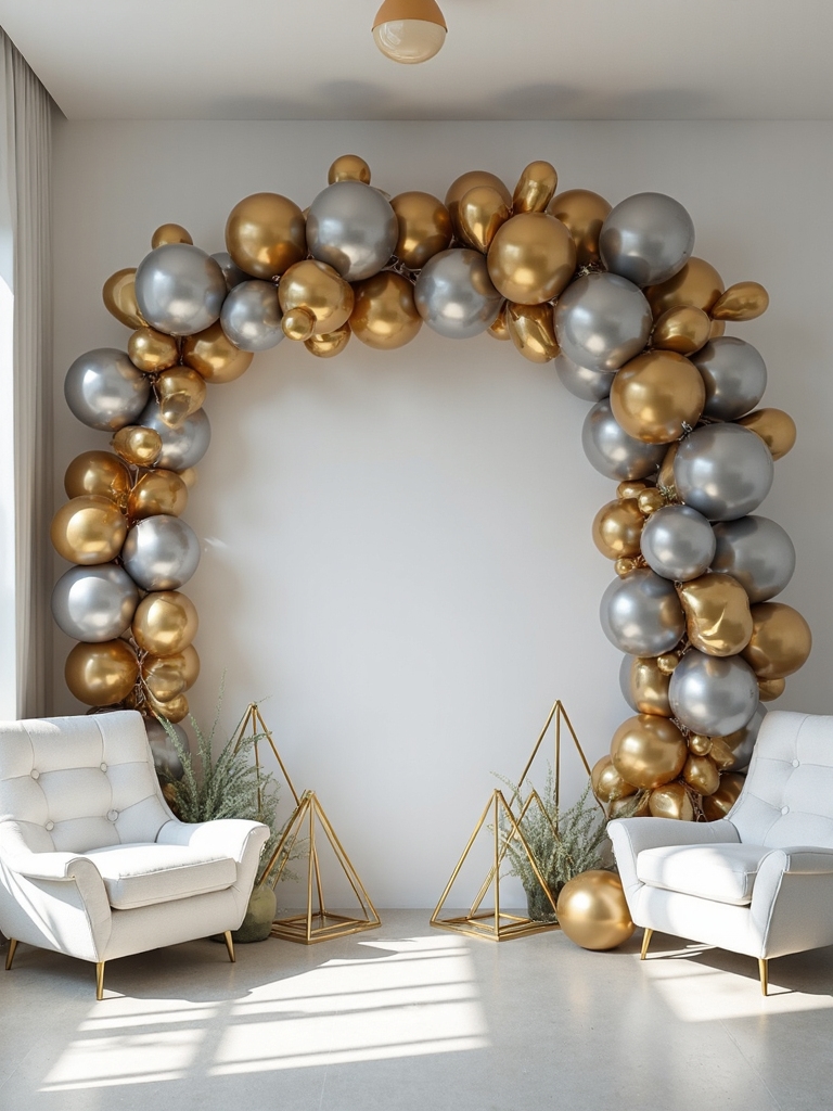 customizable metallic balloon wall installations