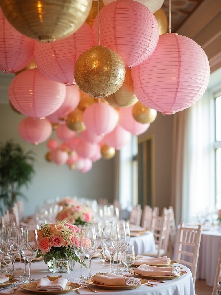 dreamy cascading colored lantern arrangements
