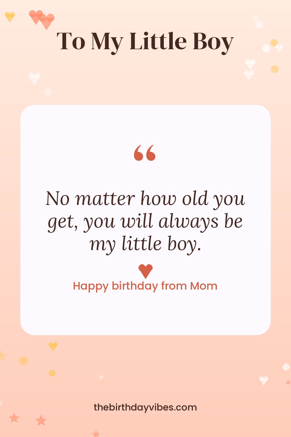 To my little boy birthday quote from mom on peach background