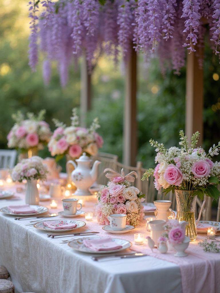 intimate peaceful elegant garden tea party