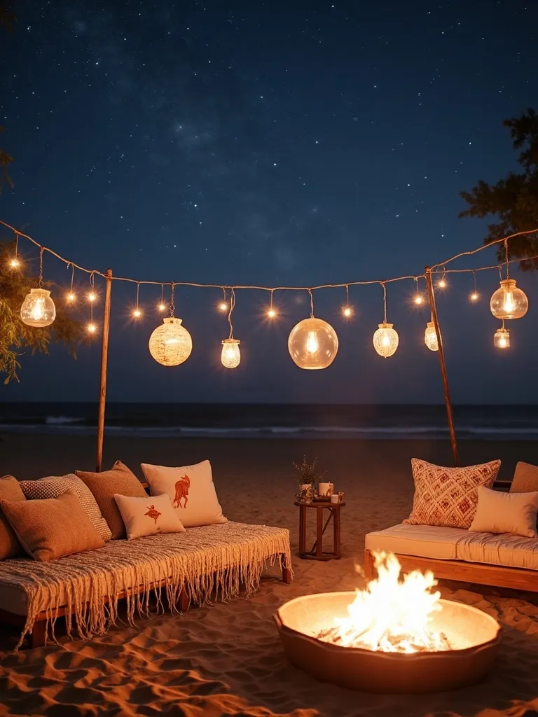 magical beachside bonfire under starry skies
