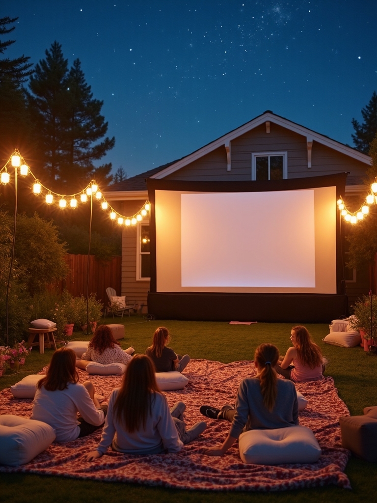 outdoor movie night setup