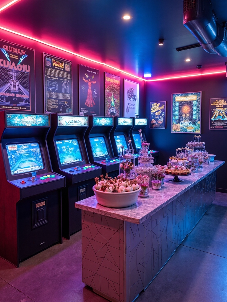 retro gaming tournament party atmosphere