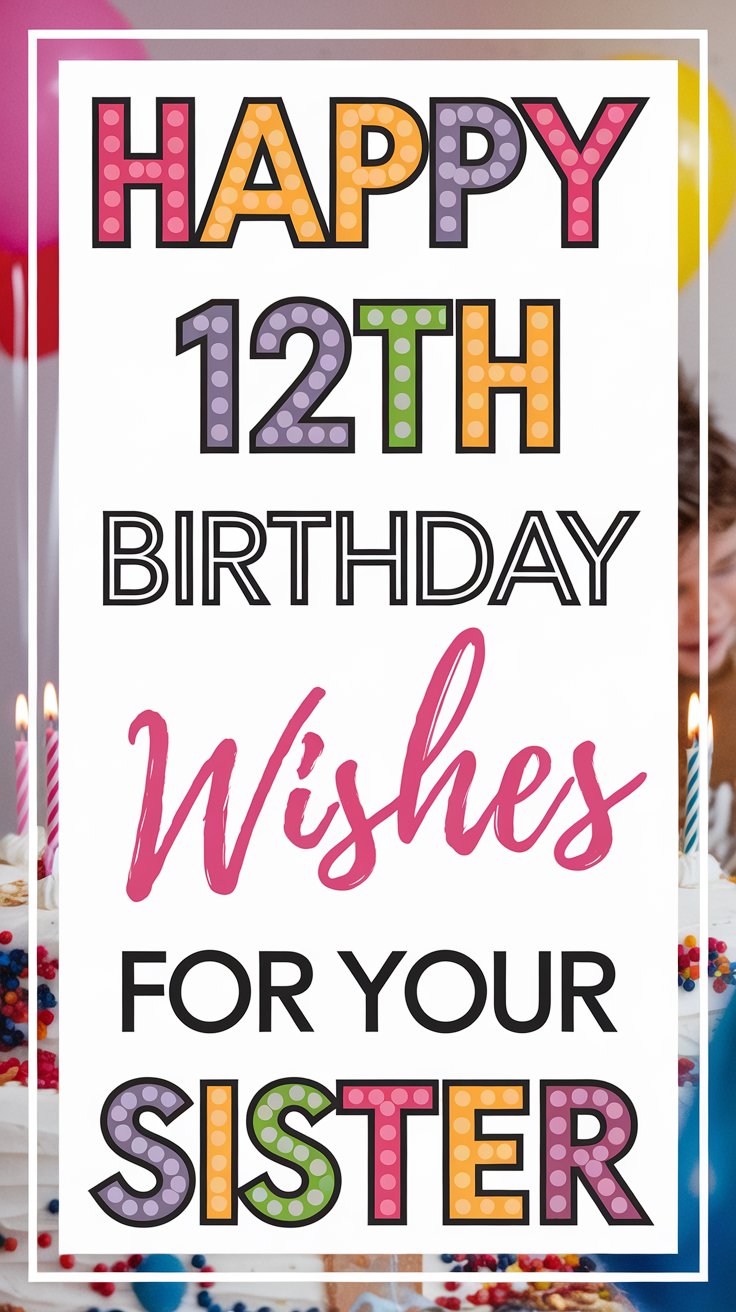 Happy 12th Birthday Wishes for Sister