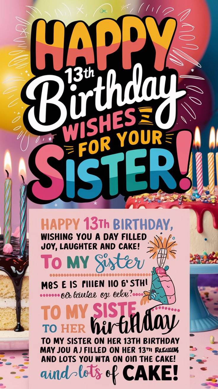 Happy 13th Birthday Wishes for Sister