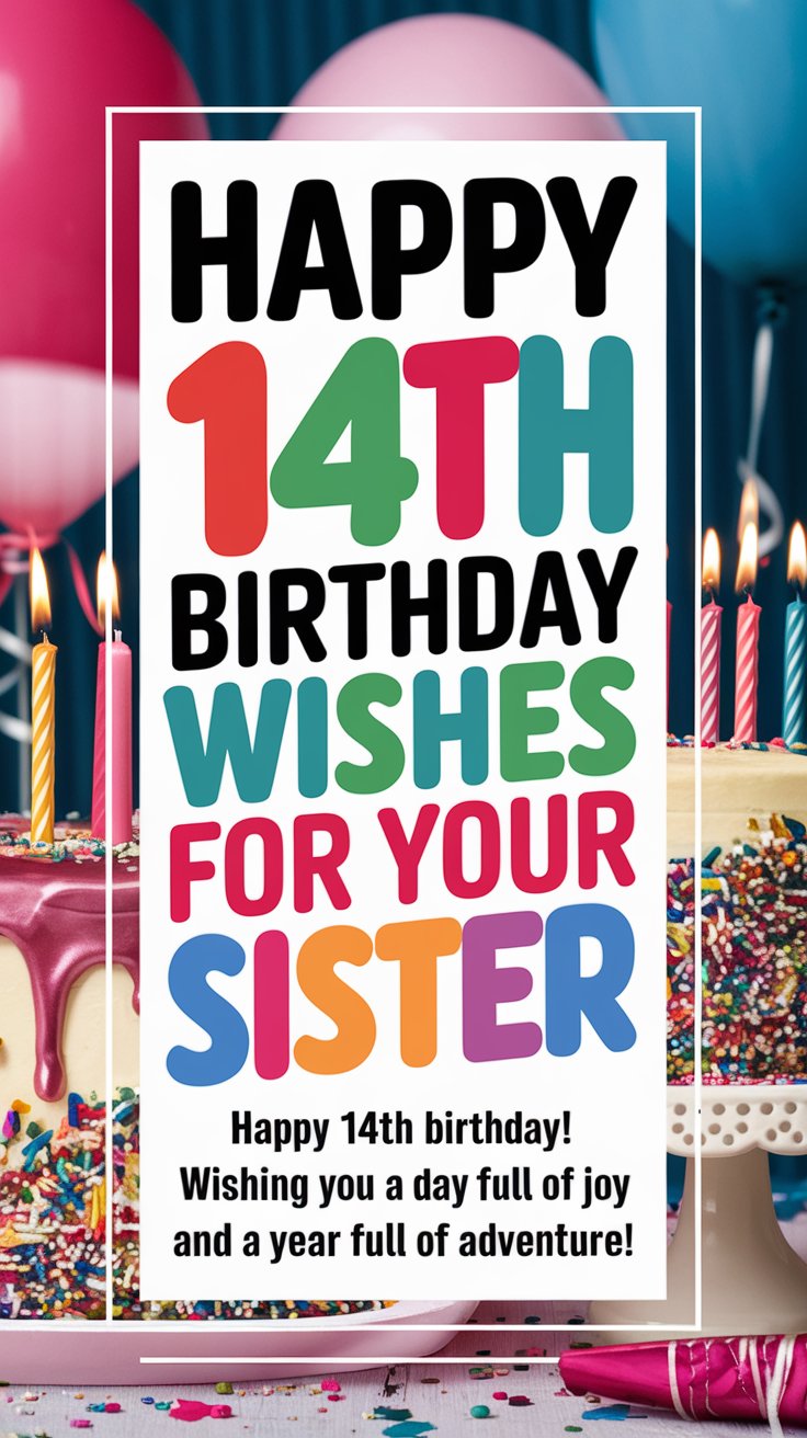 Happy 14th Birthday Wishes for Sister