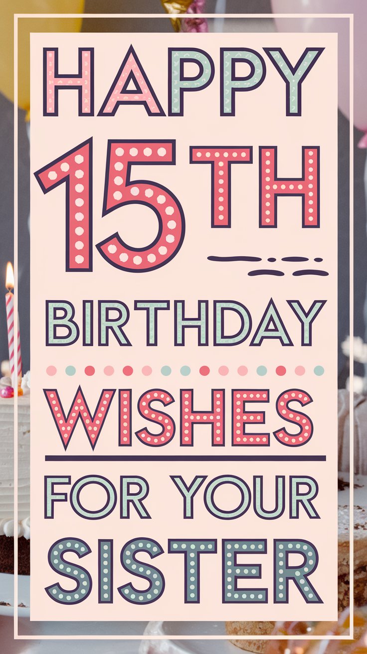 Happy 15th Birthday Wishes for Sister
