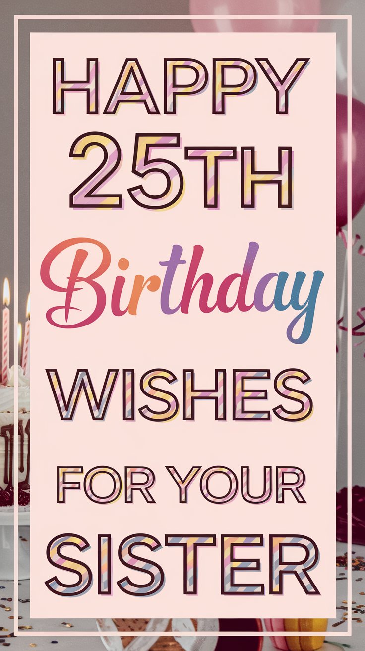 Happy 25th Birthday Wishes for Sister
