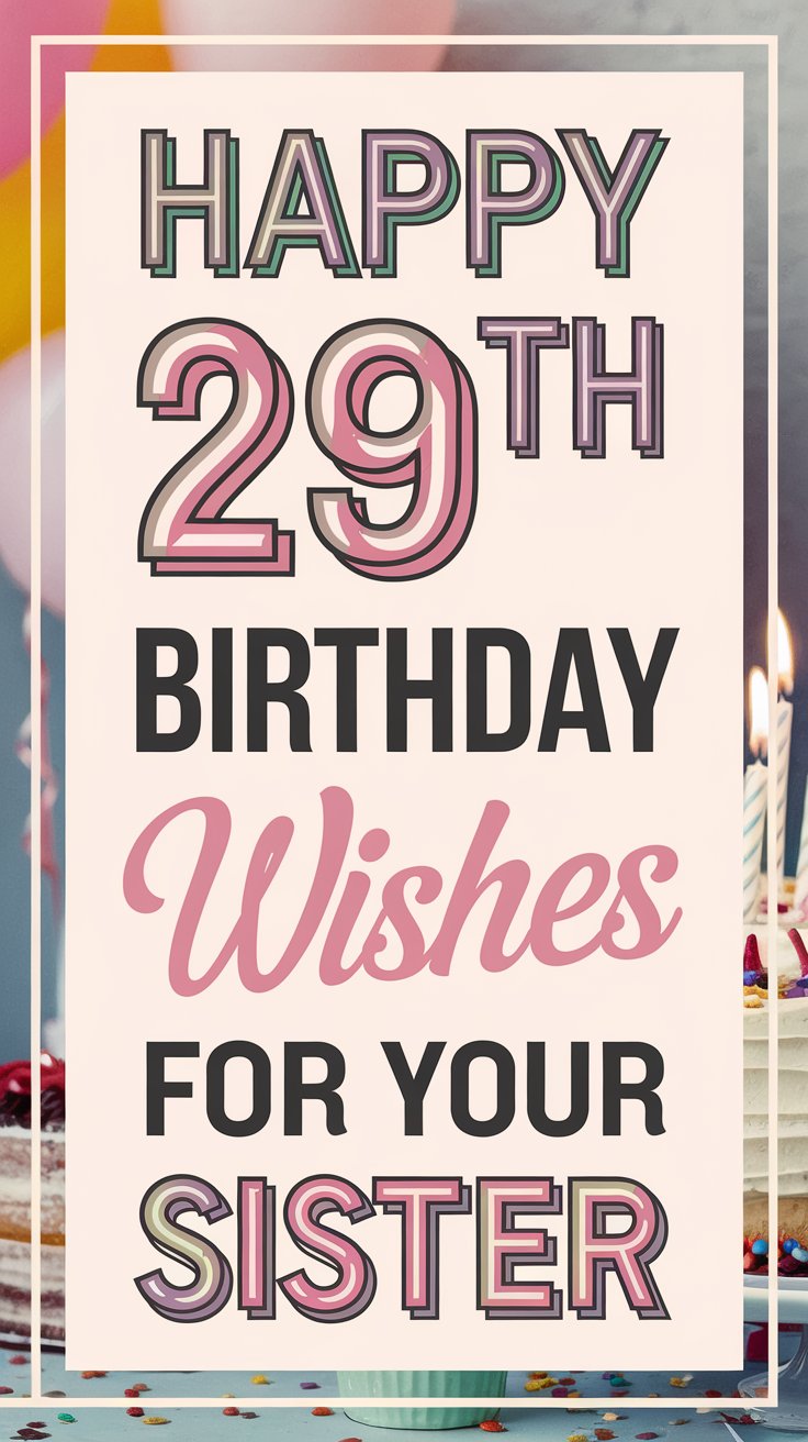 Happy 29th Birthday Wishes for Sister